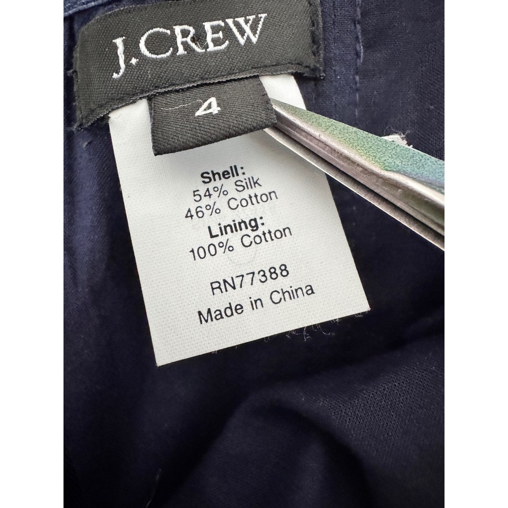 J.Crew Navy Blue Silk Cotton Ribbed Strapless Cocktail Dress Size 4 - Picture 5 of 10
